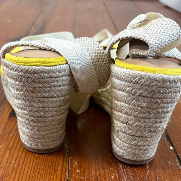 Lane Bryant Yellow Espadrille Wedge Sandals Size 10 Wide - Picture 5 of 8